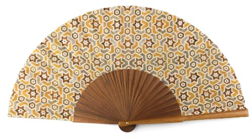 Abanico Español de Madera y Seda Plegable | Hecho a Mano en Valencia | Estampado de Colores Original Andaluz | Funda Terciopelo | Regalo Original y Artesanal | Abanico Balat