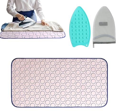 Quorvex Tapete de hierro para planchar, tapete de planchado portátil, cubierta de prensado, suministros para coser ropa, ropa, secadora, lavadora, hogar, apartamento, dormitorio, encimera, viaje