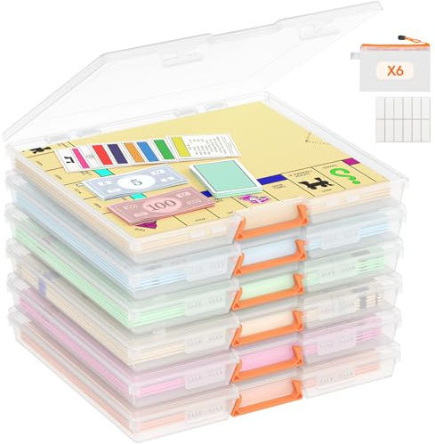 Lifewit Board Game Storage Containers with Handle, 12.2''x10.6'', 6 Pcs