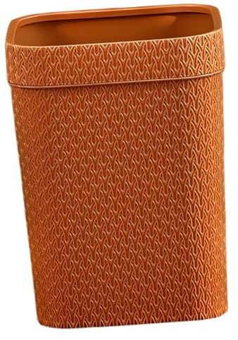 LALADEFIEE Imitation Rattan Woven Trash Can Decorative Waste Basket for Kitchen Bathroom Office Vintage Style Wide Opening Stylish Orange Waste Bin