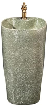 Lavandino moderno con piedistallo Lavabo in ceramica monoblocco, lavabo con piedistallo for bagno dell'hotel, rubinetto e kit di scarico