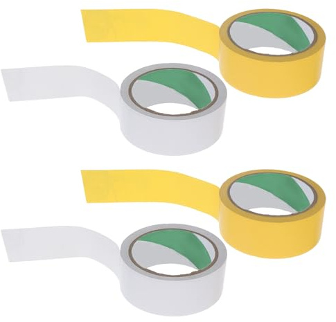 Healvian Nastro per Campo da Pickleball per Esterni 4 CM X 175 M Nastro di Marcatura Sportivo Giallo e Bianco ad Alta visibilità Set 4 Pezzi per Marcatori Temporanei di Campi da Gioco e