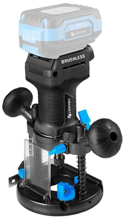 HÖGERT TECHNIK Fresatrice Verticale a Batteria Brushless 18V 3 in 1 a Bordo Lucidatrice Dritta a Tuffo 8000-26000 RPM 55mm Profondità di Fresatura 6mm Pinza LED OneAccuSystem, senza batteria inclusa