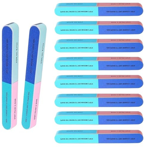 10 PCS Nail Buffer Blocks, 7 Sided Professional Nail File and Buffer Set Multi Grit Polishing Blocks for Natural Acrylic Gel Nails Washable Durable Manicure Tools for Home Salon Travel Women