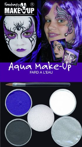 KREUL 37087 - Fantasy Aqua Make Up Hexe, Spinne, 3 Farben, 1 Glitzer, 1 Schwamm, 1 Pinsel, 1 Schminkanleitung, Schminke