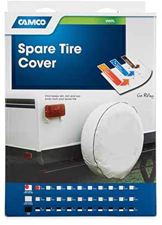 Camco 45340 Vinyl Spare Tire Cover (34 inches, White)
