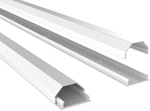 RICOO Kabelkanal aus Aluminium Universal Z0100-W Kabelführungssystem für Fussboden und Wand Wandleiste Kabelklemme Oberputzinstallation Kabelrinnen Leitungskanal, Weiss