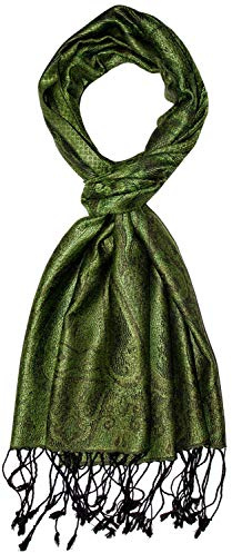 Lorenzo Cana Écharpe en soie, pour homme, 100 % soie tissée, élégant motif de cachemire ton sur ton, vert, Taille Unique