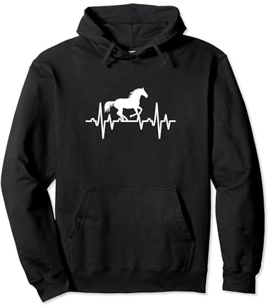 Pferd Herzschlag Reitbekleidung EKG Pullover Hoodie