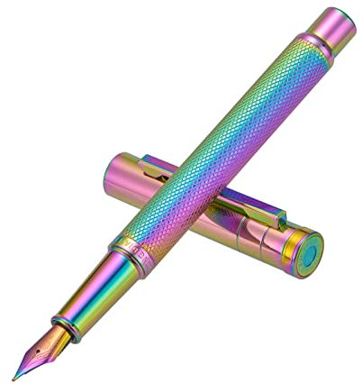 Rainbow Forest Fountain Pen Extra Fine Nib Classic Design with Converter and Metal Box Set by Hongdian