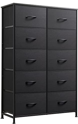 WLIVE Tall Dressers for Bedroom with 10 Drawers, Chest of Drawers, Dresser for Closet, Living Room, Hallway, Entryway, Black