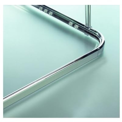 Spirella Gardinenstange für Eck-Duschvorhang, zum Befestigen aus Aluminium, 170 x 175 cm, glänzende Oberfläche – Gleiter im Lieferumfang enthalten