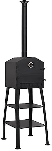 vidaXL Outdoor Pizzaofen Pizzagrill Brotofen Gartenpizzaofen Grillofen Außen Garten Terrasse Ofen Holzkohle mit 2 Schamottesteinen