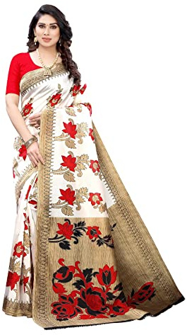 TreegoArt Fashion Women's Designer Art Silk Printed Ethnic Wear Saree With Unstitched Blouse Piece -(DYNA RED)