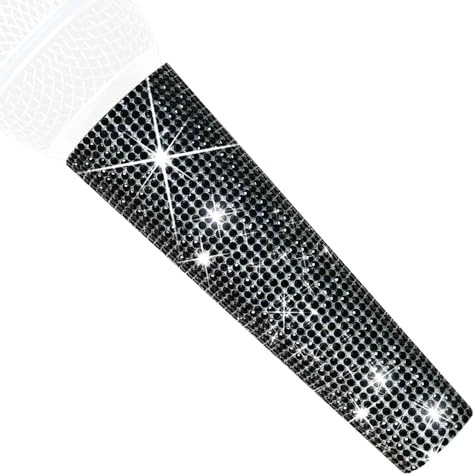 RhymKawa B58 Black Mic Handle Sleeve fit Universal Wired Microphone SM58LC, Beta 58a, Gitter Crystal Shining on Karaoke Party Tours TV Shows (Mic NOT Included)