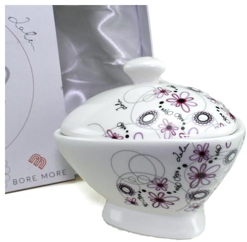 DLM33758 Zuccheriera Svuotatasche Portagioie in porcellana Fiori Margherite Nozze Matrimonio Comunione Laurea bomboniera