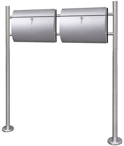 INLIFE Buzón doble de acero inoxidable con soporte, 8,29 kg, 271748