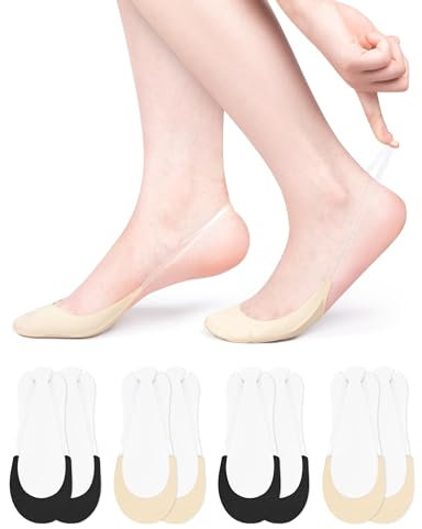 Becellen 4 Paar Füßlinge Damen, Low Cut Ballerina Socken Unsichtbare Halbsocken mit Transparent TPU Sling