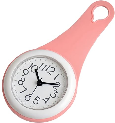 Lancoon Mini Reloj de Ducha Impermeable, Ventosa con Gancho de Agujero Pequeño Sub, Sin Tic TAC Batería, Resistente a la Niebla para Cocina Vida Diaria Viajes Trabajo Baño