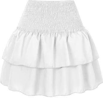 seiveini Falda Corta para Mujer Verano Boho Mini Faldas Plisada de Cintura Alta Elástico Playa Vacaciones Casual B Blanco S