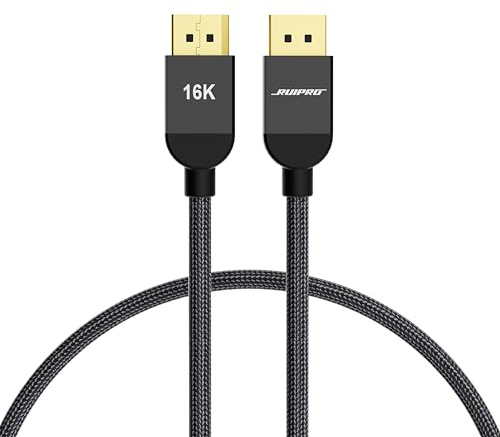 RUIPRO DisplayPort Cable 2.1 10ft, 80Gbps UHBR20 16K@60Hz, 8K@120Hz, 4K@240Hz 165Hz 144Hz, Supports HDR DSC 1.2a, FreeSync/G-Sync 4090 3090Ti 7900XTX Graphics Card