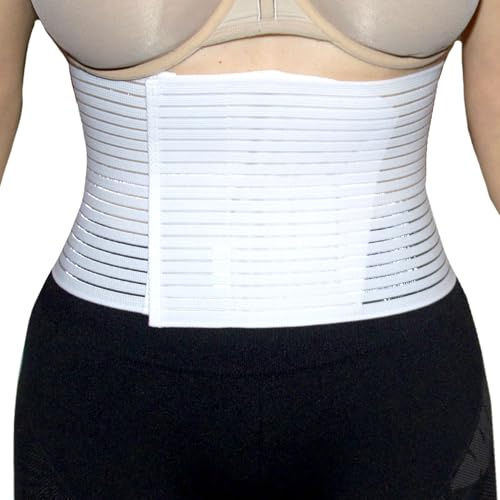 BODYPERFECT Ceinture abdominale post-partum et chirurgie - Soulagement dos - Soutien dorsal - Fermeture réglable 16 cm (blanc, XXL)