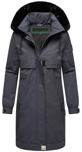 Navahoo Manteau d'hiver long et chaud pour femme avec fourrure synthétique et capuche (tous les deux amovibles) Sauveur par temps froid 14 XS à 6XL