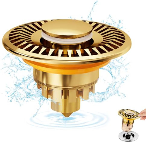 Dachiy Waschbeckenstöpsel, Universal Pop-Up-Spülbecken stöpsel 32–43mm, Küche Abflussstopfen Für Aufsatzwaschbecken Badewannenstöpsel Mit Anti Clogging Sieb, Anti-Geruch Stöpsel Waschbecken