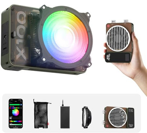 ZHIYUN MOLUS X100 RGB Standard V2 uppgraderad version 100 W videolampa [officiell] bärbar kontinuerlig utgångsbelysning professionell fotografering 2 500 K ~ 1 000 K CRI≥95 TLCI≥97 endast 384 g