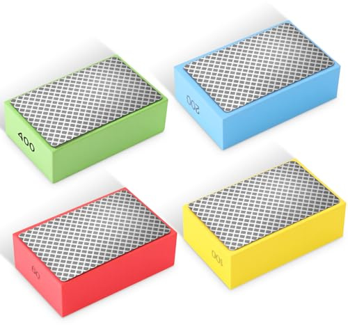 4 stycken glasslipar, diamant handslipsplatta, diamant sanding block set plattor slipblock polerdynor diamant slipdyna för stenkeramiska plattor glas slipning trimning, 60#, 100#, 200#, 400#