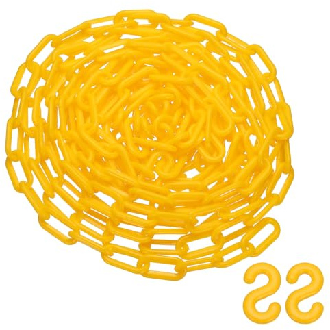 PATIKIL Cadena De Plástico De 25 Pies, Barrera De Seguridad Cadena 1x2 Pulgada Hebilla Ligera Impermeable Control De Multitudes hila De Cola Conciertos Estacionamiento, Amarillo