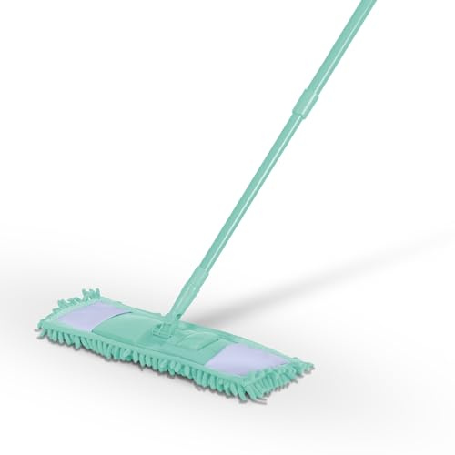 Bestlivings Bodenwischer Set ( Mint ) mit Chenille Bezug - Wischmopp mit Fußklick 360 Grad Gelenk für alle Ecken - Komfort Bodenreiniger Flachmopp Wischmopp