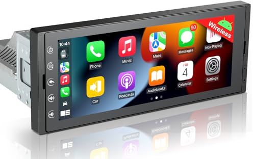 Android Autoradio 1Din mit Bildschirm,Wireless CarPlay & Android Auto Radio Touch Display mit Bluetooth Navi WiFi,FM/AM/RDS Radio