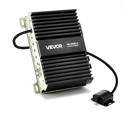 VEVOR Amplificatore Monoblocco per Auto 400W Classe D con Controllo Remoto del Livello del Subwoofer, Filtro Passa-Basso, Potenziamento dei Bassi, Spostamento di Fase, Controllo del Volume