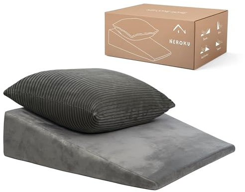 NEROKU® Cuña Antireflujo Adulto y Cojin Lectura Cama - Respaldo Cama y Almohada Cuña que Mejora Circulación, Descanso y Sueño - Almohada de Lectura y Almohada Antironquidos - Cojines Cama Cojines Sofa