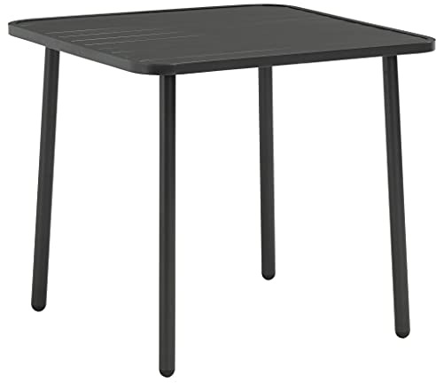 HGBNMER 4-Piece Dark Grey Outdoor Dining Table with Coated Table Top and Powder-Coated Steel Frame for Patio Garden