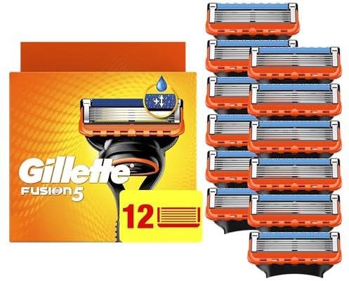 Gillette Fusion5 5-Blade Mens Razor Blade Refills, 12 Count, with Precision Trimmer