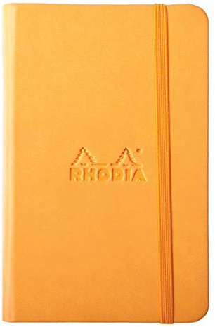 RHODIA 118078C - Carnet Rigide Webnotebook Orange - A6 - Uni - 192 pages - Papier Clairefontaine Ivoire 90 g/m² - Marque-Page, Fermeture Élastique - Couverture Simili Cuir