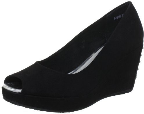s.Oliver Women's Peeptoe Ballet Flats Peep Toe, Black 1, 8.5