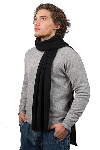 DALLE PIANE CASHMERE - Bufanda 100 % cachemira, fabricada en Italia, mujer/hombre, Negro, Taille unique