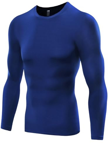 Men's Blue Long-Sleeved Compression Top - [Medium] Tight Fit Body Shaper and Base Layer Gym Clothes for Men. Moisture-Wicking, Anti-Odour Fabric for Ultimate Performance and Comfort.