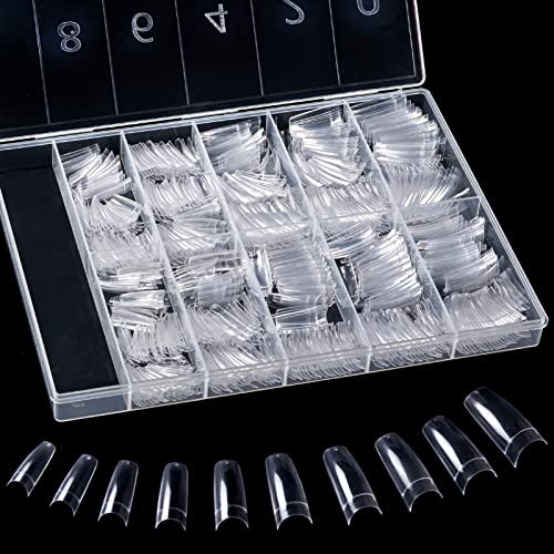 500 Pièces Faux Ongles Capsules French Acrylique tips ongles Pointu Professionnel ou Art pour Fille & Femme (Transparent)