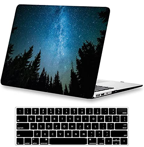 AUSMIX Compatible with Macbook Air 13 inch Case 2021 2020 2018 2019 Release M1 A2337/A2179/A1932 Touch ID, Plastic Hard Case Protective Cover & Keyboard Cover for Mac Air 13.3 inch M1, Sky Tree