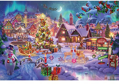 Lavievert 1000 Teile Puzzle, Holzpuzzle, Puzzles für Erwachsene, 1000 Teile Puzzle für Jugendliche & Erwachsene 1000 Piece Wooden Jigsaw Puzzle - Snowy Christmas Eve