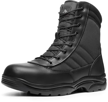 NORTIV 8 Steel Toe Boots for Men Safety Industrial & Construction Military Work Boots Slip Resistant ASTM F2413-18, TROOPER-STL,Size 7W,Black,TROOPER-STEEL