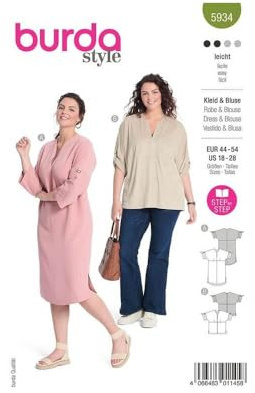 Burda Schnittmuster, 5934, Kleid und Bluse [Damen, Gr. 44-54] Level 2 leicht