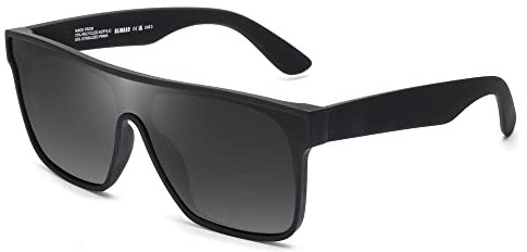 GLINDAR Polarisierte Recycelte Sonnenbrille für Männer Frauen, Retro Square Flat Top Shades UV400 Schutz Schwarz