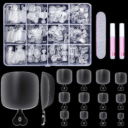 MELLIEX 240 Pièces Faux Ongles Pieds 12 Tailles Acrylique Clair Capsules Ongles Couverture Complète Capsule Americaine Ongle Artificiels pour Femmes Filles Salon de Manucure Nail Art