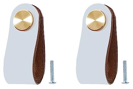 BOOLSFMAM 2 Stück Ledergriffe für Möbel,6.4 x 2.5 cm Handgemachte Griff Möbelknöpfe Leder Möbelgriffe,Schrank knöpfe,Schrankknöpfe für Küchenschränke, Kleiderschrank