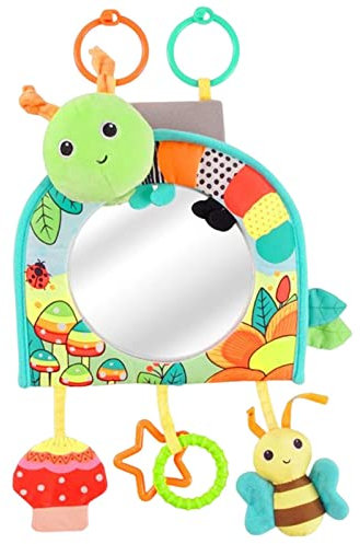 Baby Rücksitzspiegel, Bruchsicherer Auto-Rückspiegel für Babyschale, Cartoon Tier Spielzeug Baby, Hängende Rücksitzspiegel im Sicherheitsstuhl Auto für Baby, Rücksitz Weitwinkelspiegel